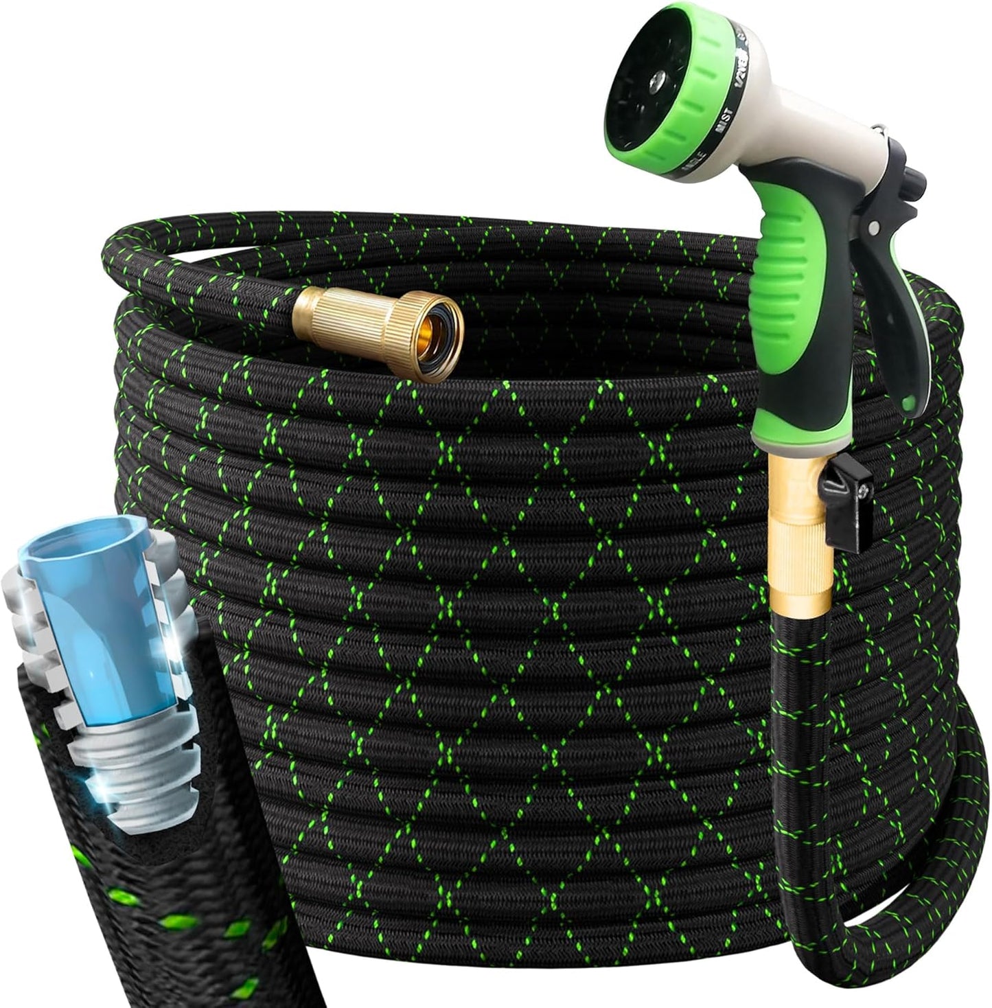 PowerFlow Garden Hose, NON-EXPANDABLE 25 Feet Premium Quality Stainless Steel Metal Water Hose with Durable Fabric Skin, Hose For