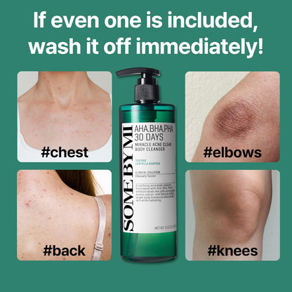SOME BY MI AHA BHA PHA 30 Days Miracle Acne Clear Body Cleanser 13.5oz Salicylic Acid & Tea Tree Acne Body Wash Deep