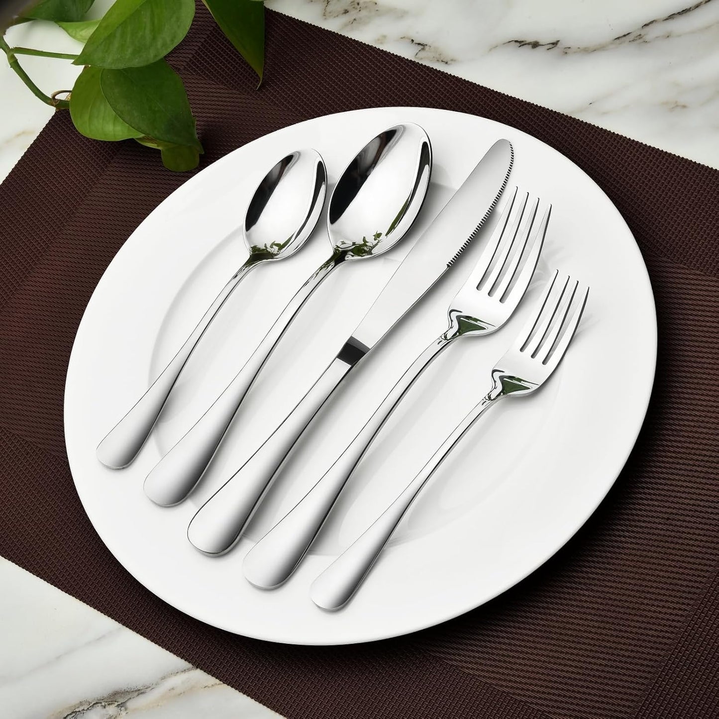 Silverware Set for 8, 40 Piece Heavy Duty Stainless Steel Flatware Utensils Cutlery Set Including Steak Knife Fork and Spoon, Dishwasher