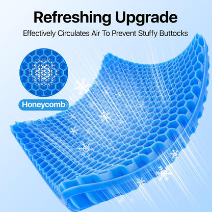 Gel Seat Cushion, Cooling seat Cushion (Super Large & Thick), Breathable Honeycomb Design Absorbs Pressure Points Seat