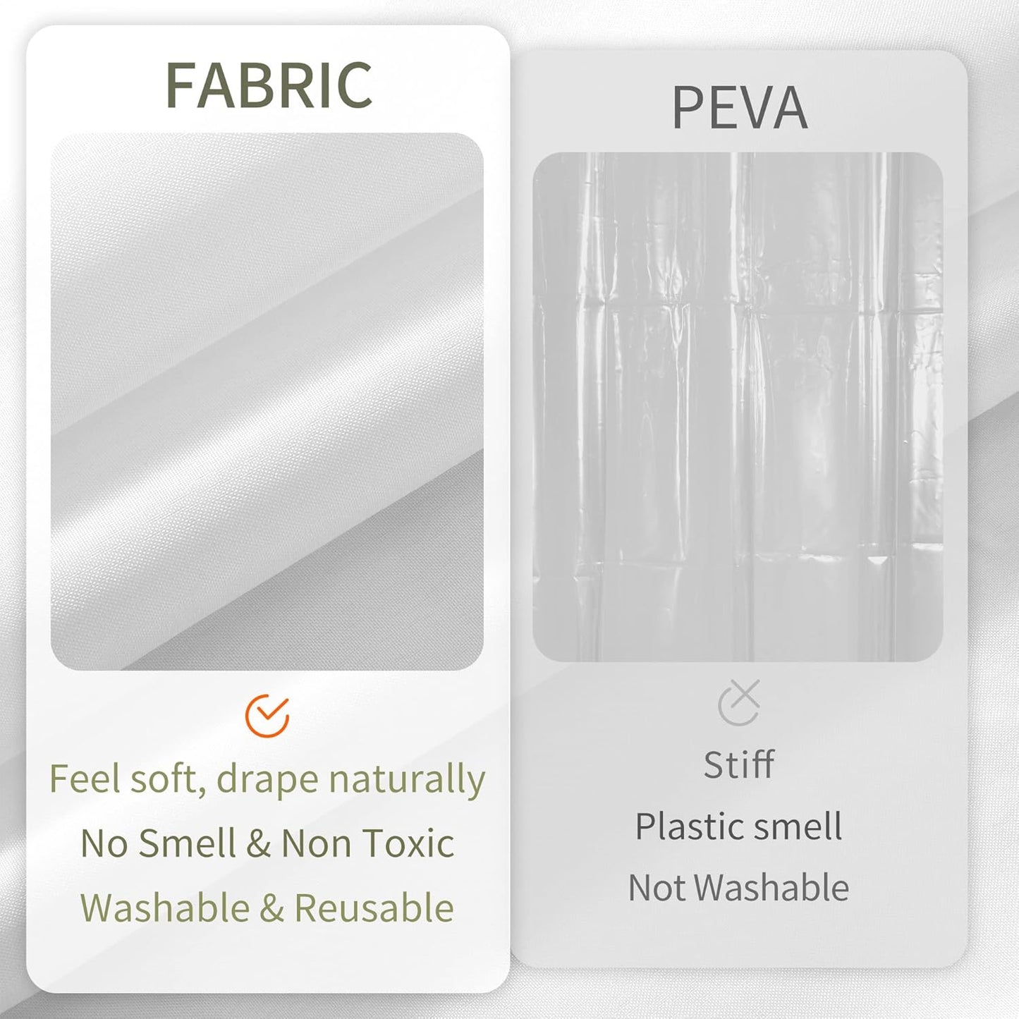 ALYVIA SPRING Waterproof Fabric Shower Curtain Liner with 3 Magnets - Soft Hotel Quality Cloth Shower