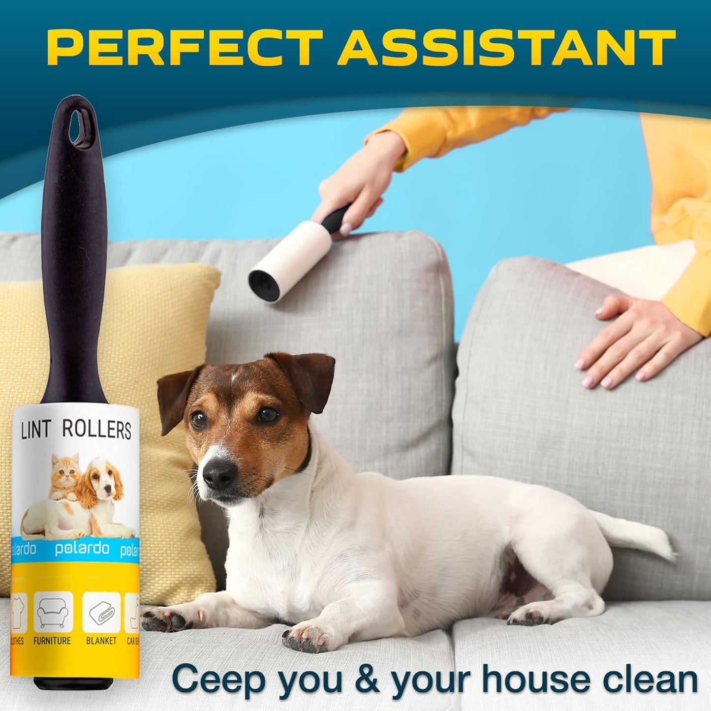 Lint Rollers for Pet Hair, White, Sticky Remover for Couch, Clothes, Furniture and Carpet, Dog and Cat Fur Remover, Animal