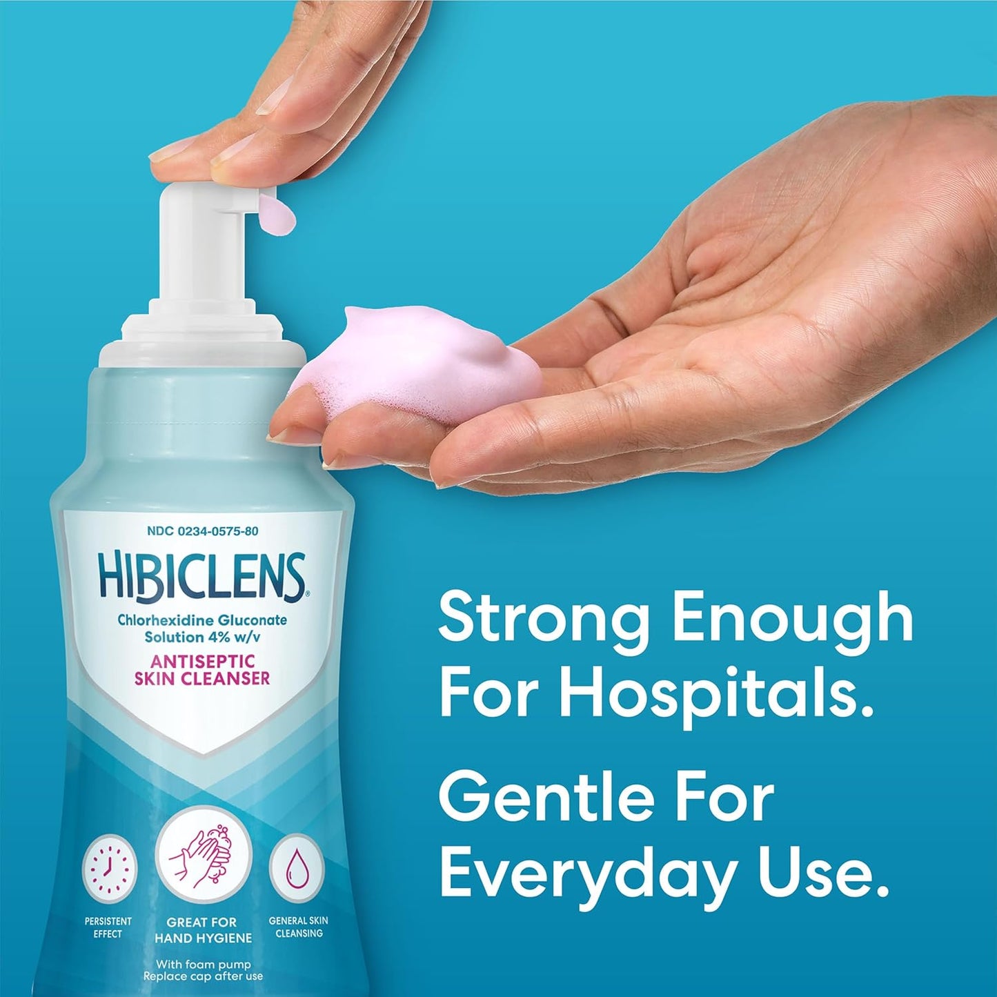 Hibiclens Antimicrobial and Antiseptic Soap and Skin Cleanser 8 oz with Foaming Pump for Home and Hospital 4% CHG