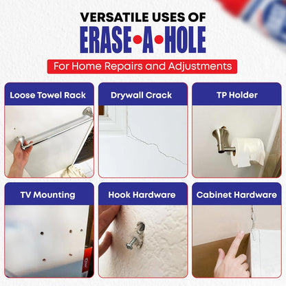 Erase-A-Hole Wall Repair Stick Quick-Dry Nail & Screw Hole Filler for Drywall, Wood & Plaster No Sand Spackle Alternative, Paintable Putty, 4.5 oz