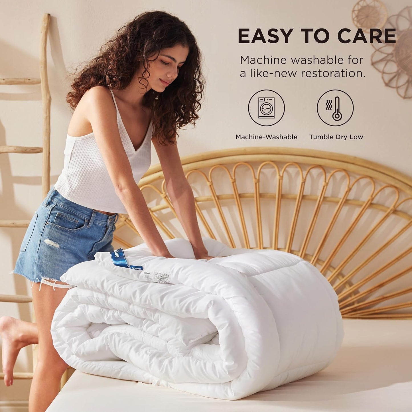 Bedsure Comforter Duvet Insert - Quilted Comforters Queen Size, All Season Duvet, GentleSoft Down Alternative Bedding Blanket, with 8