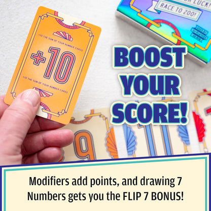 USAOPOLY Flip 7, The Ultimate Blend of Press Your Luck & Strategy, Fast-Paced Addictive Card Game,Quick to Learn & Easy to