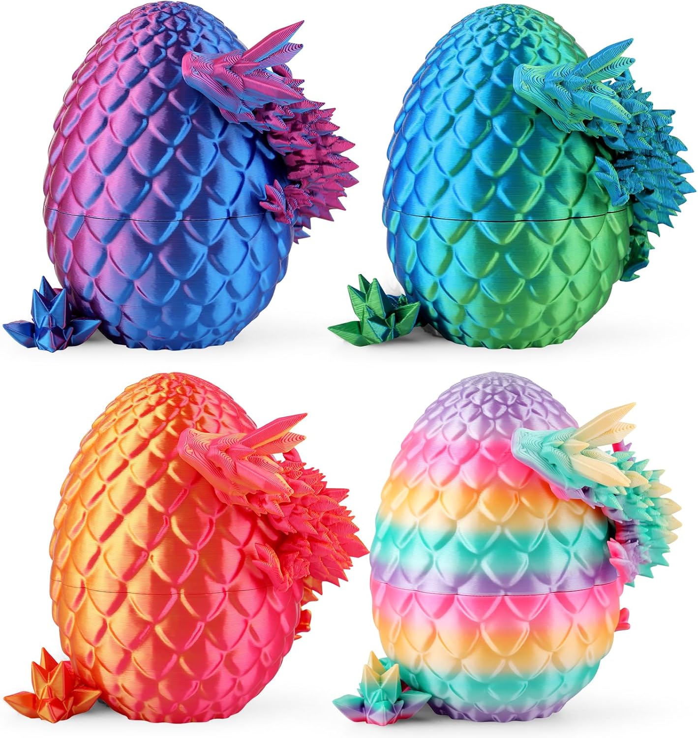 Rapean 8" 3D Printed Dragon Eggs, Easter Basket Stuffers for Kids and Teens, Unique Easter Toys & Decor for