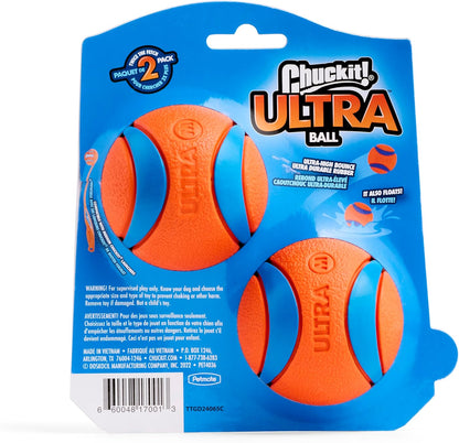 Chuckit! Ultra Ball Dog Toy - Medium Bouncy Fetch Balls For Dogs 20-60 lbs - Made from Durable Rubber - Floating Water Pet Toys - Size Medium -