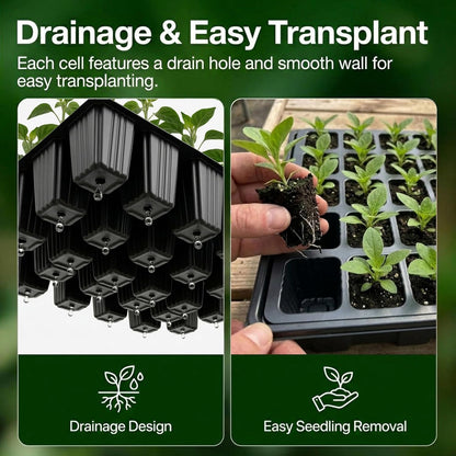 Gardzen 5-Set Seed Starter Tray Kits, Durable Plant Germination Trays with Humidity Vented Domes and Bases, Ideal for Seed Starting, Indoor