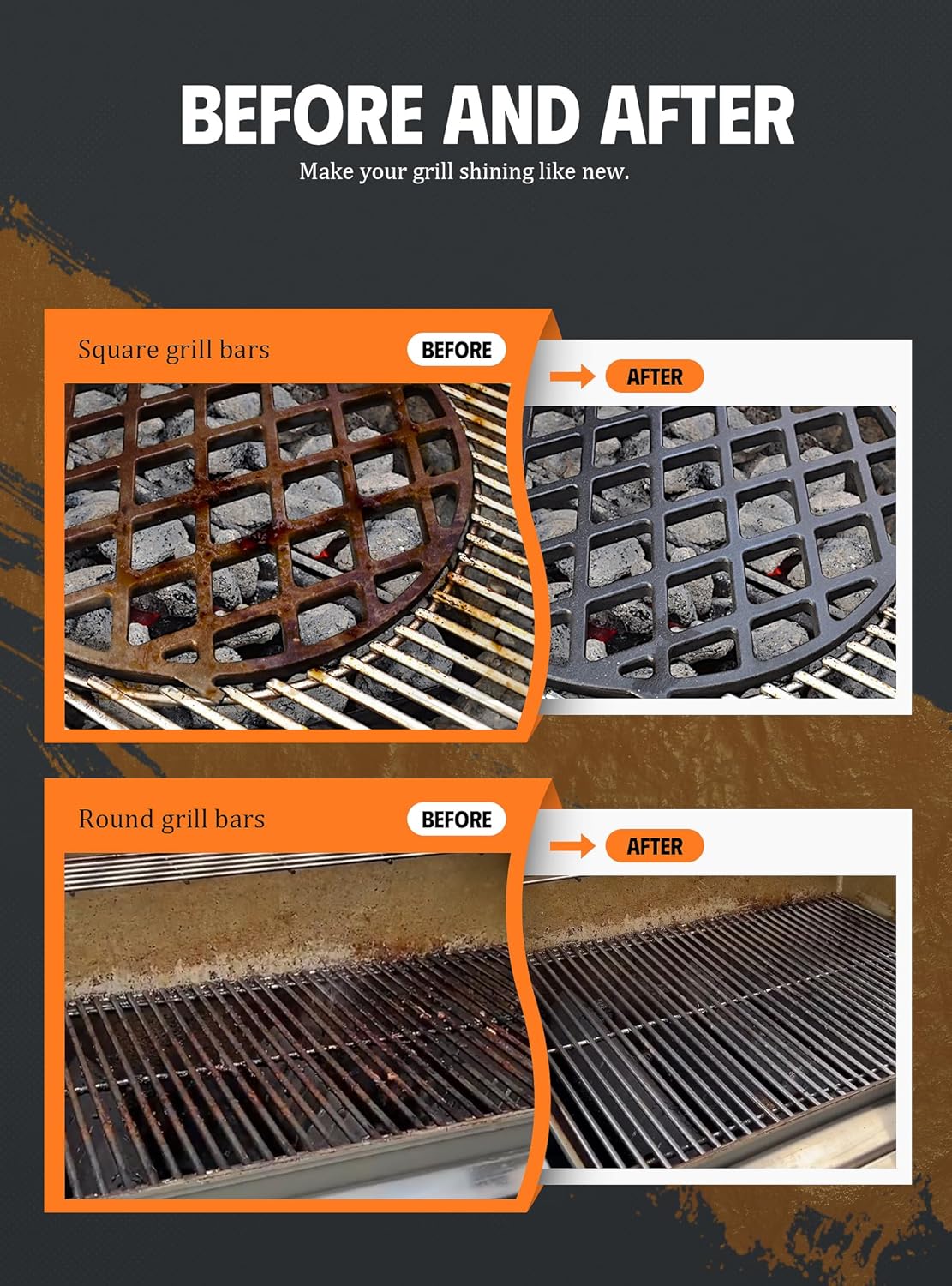 MEKER Grill Brush Bristle Free, Grill Cleaner Brush with 5 BBQ Replacement Head for Cast Iron, Stainless Steel