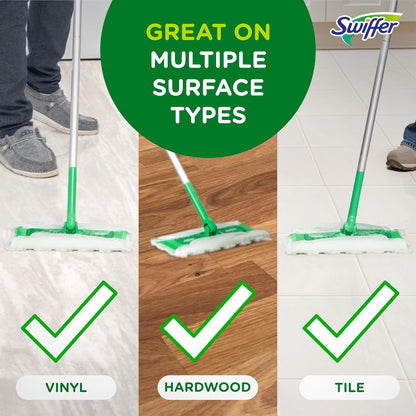 Swiffer Sweep + Mop, Dry Pads Refill, Floor Cleaner for Dirt, Dust, Hair, Cleaning Cloths for Mopping Home, Bathroom, Kitchen, Dust Mop, Floor