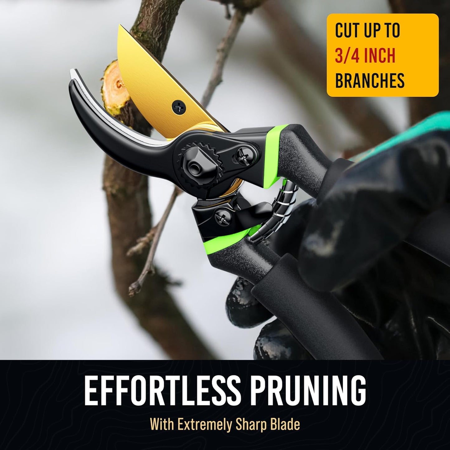Ultra Sharp Japanese Steel Pruning Shears - Cuts 3X Easier, Weak Hand Arthritis Clippers, Rust-Resistant Titanium Coated