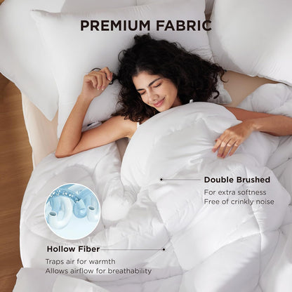 Bedsure Comforter Duvet Insert - Quilted Comforters Queen Size, All Season Duvet, GentleSoft Down Alternative Bedding Blanket, with 8