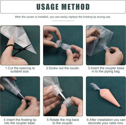 Piping Bags and Tips Set, Cakes Decorating Supplies Kit with 100pcs 12 Inch Pastry Bags, 16 Piping Tips, 3 Cake Scraper, 2 Couplers, 2 Bag