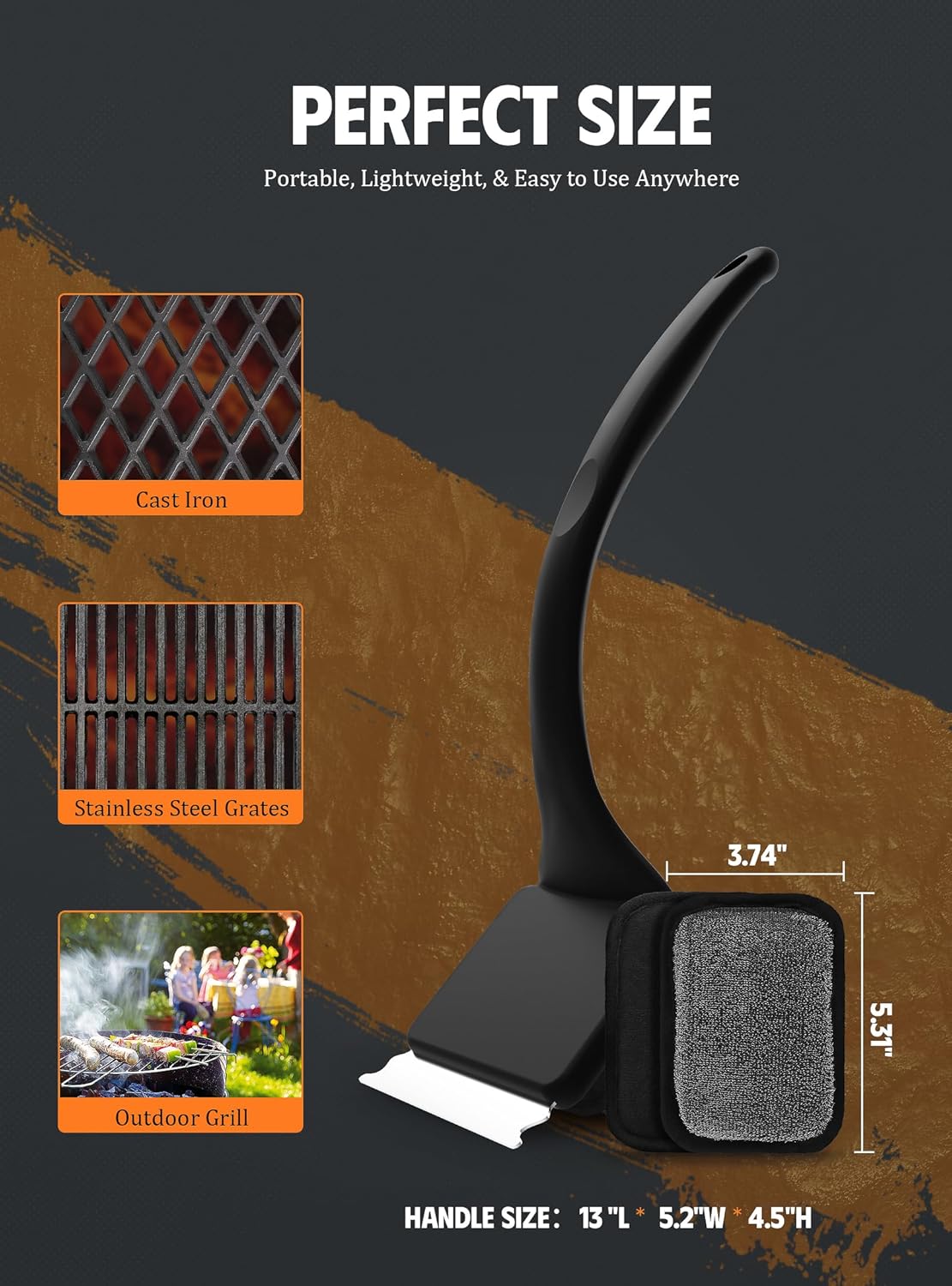 MEKER Grill Brush Bristle Free, Grill Cleaner Brush with 5 BBQ Replacement Head for Cast Iron, Stainless Steel