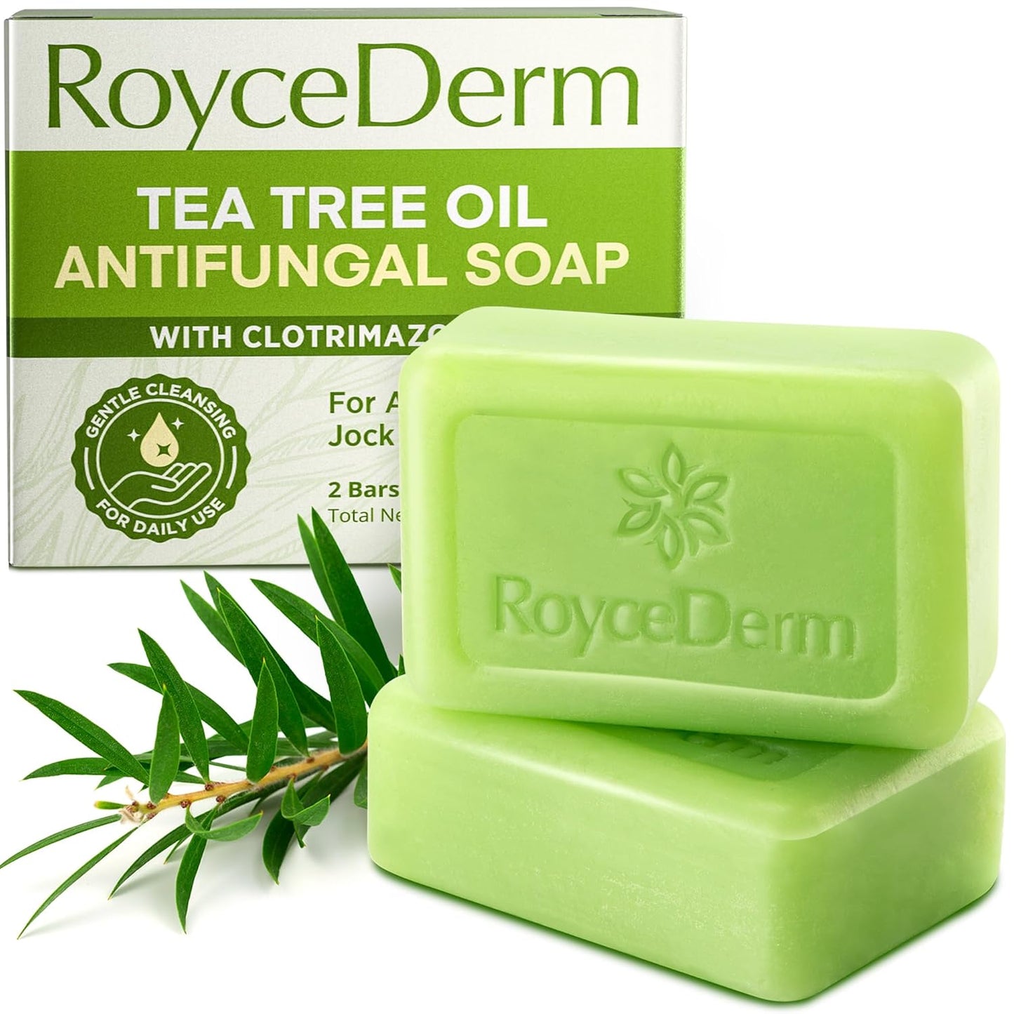 Roycederm Antifungal Bar Soap - Tea tree Oil Soap - Athletes Foot Treatment for Jock Itch & Ringworm - Medicated Antifungal Soap with Clotrimazole 1%