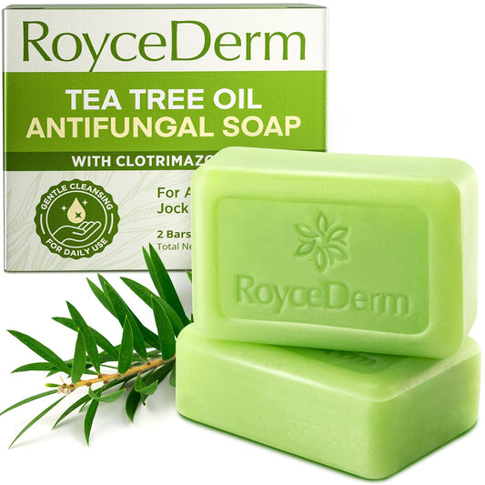Roycederm Antifungal Bar Soap - Tea tree Oil Soap - Athletes Foot Treatment for Jock Itch & Ringworm - Medicated Antifungal Soap with Clotrimazole 1%