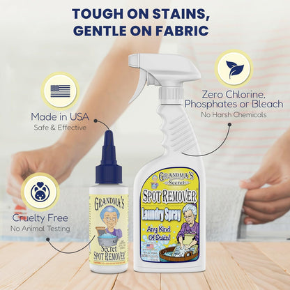 Grandma's Secret Spot Remover Laundry Spray - Chlorine, Bleach and Toxin-Free for Clothes - Fabric Stain Remover Removes Oil