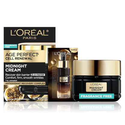 L'Oreal Paris Age Perfect Anti-Aging Midnight Face Cream, Fragrance-Free Face Moisturizer with Antioxidants to Reduce Wrinkles and Firm