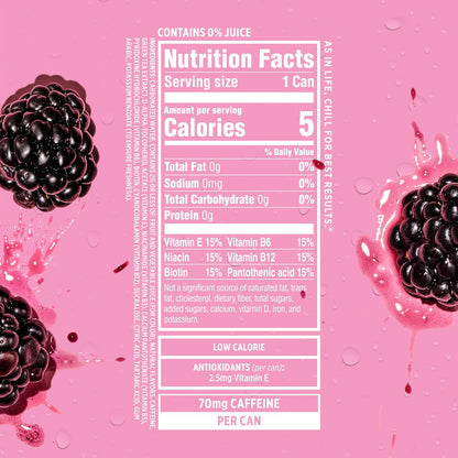Sparkling Ice Caffeine Black Raspberry Sparkling Water with Caffeine, Zero Sugar, with Antioxidants and Vitamins,16 fl oz Cans (2)
