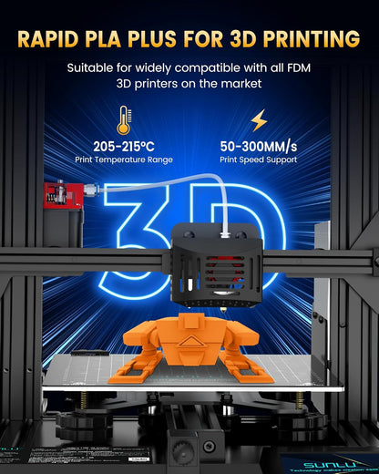 SUNLU PLA+2.0 3D Printer Filament Bundle, 4KG Upgrade PLA+ Filament 1.75mm, Tougher and Stronger, Dimensional Accuracy +/-0.02mm, 1KG per