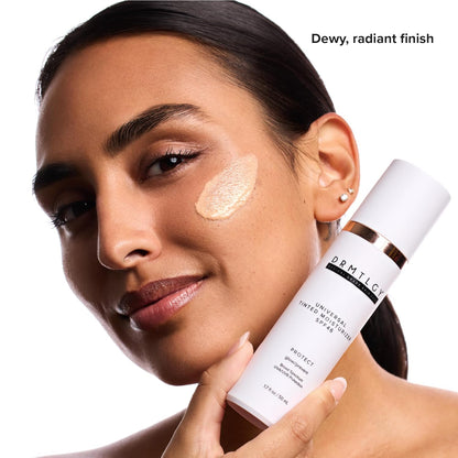 DRMTLGY Universal Tinted Moisturizer SPF 46 Hydrating Dewy Tinted Sunscreen for Face with Zinc Oxide & Octinoxate Niacinamide & Hyaluronic Acid Broad