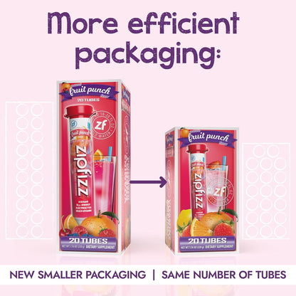 Zipfizz Daily Energy Drink Powder, Fruit Punch, 20 Pack 3-in-1 Sustained Energy, Rapid
