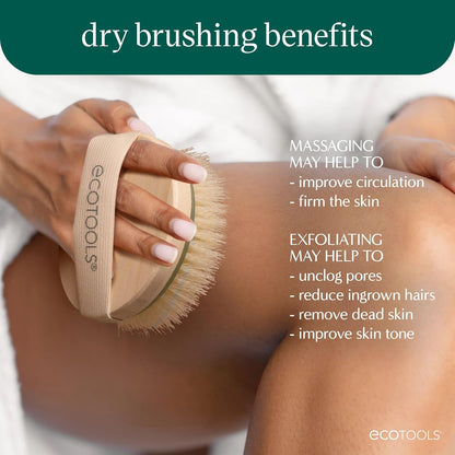EcoTools Dry Body Brush, Cruelty-Free Bristles Exfoliate & Smooth Skin, Dry Brushing Removes Flaky Skin, May Help Improve Circulation &