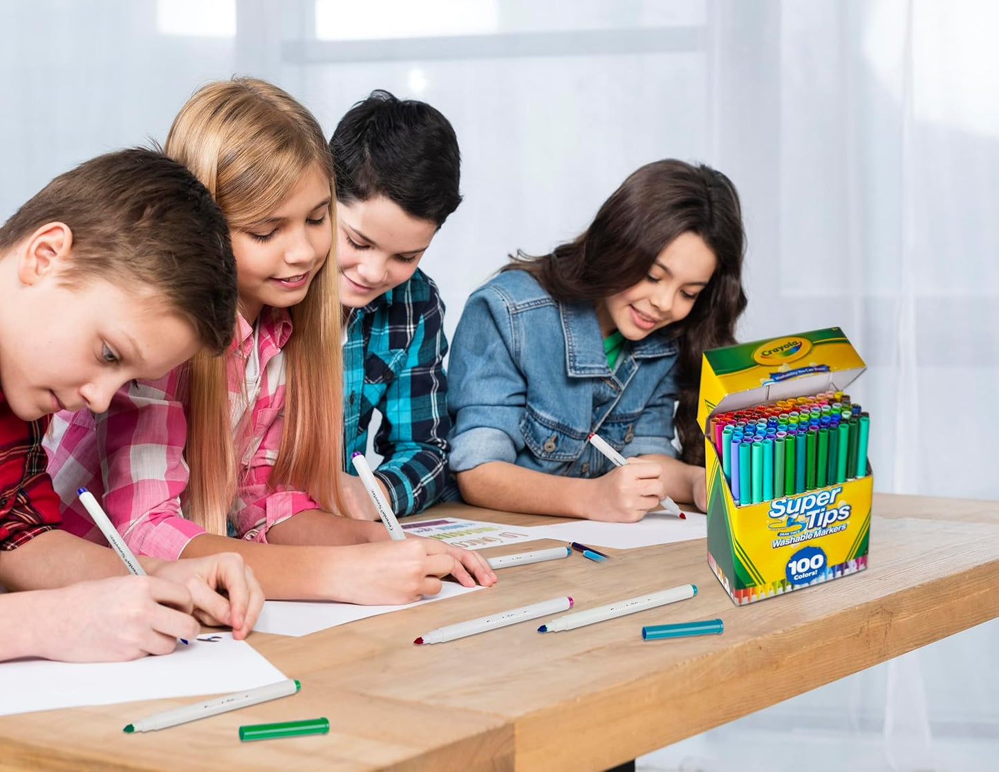 Crayola Super Tips Marker Set (100ct), Fine Point Washable Markers, Drawing Markers for Kids & Adults, Create Thick & Thin Lines, Art