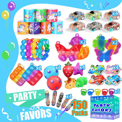 Party Favors for Kids 8-12 4-8, 150-Pack Fidget Toys Bulk, Treasure Box Toys for Classroom, Stocking Stuffers Goodie Bags, Classroom