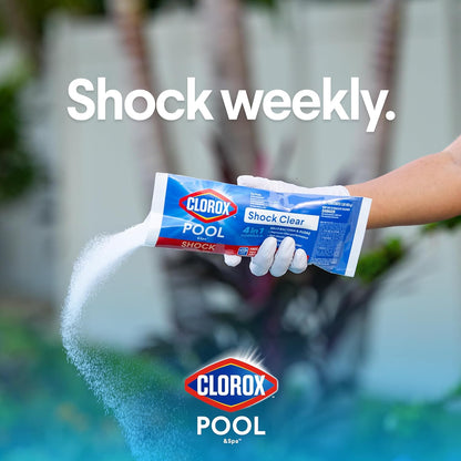 Clorox Pool&Spa Shock Clear, for Crystal Clear Swimming Pool Water, Swim-ready in 15 minutes, Suitable for vinyl pools (6-Pack)