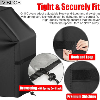 Grill Cover, 58 inch BBQ Gas Grill Cover for Outdoor Grill, Waterproof, Anti-UV, Rip-Proof, Fade Resistant