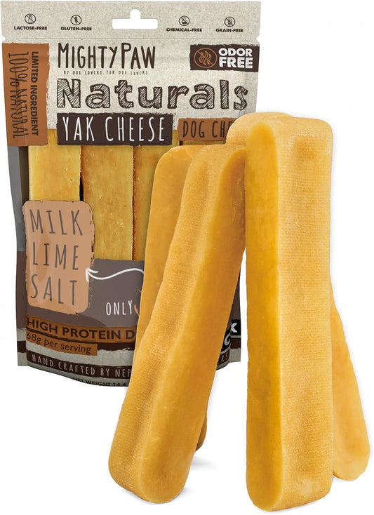Mighty Paw Yak Cheese Dog Chews All-Natural Long Lasting Hard Chew for Aggressive Chewers High