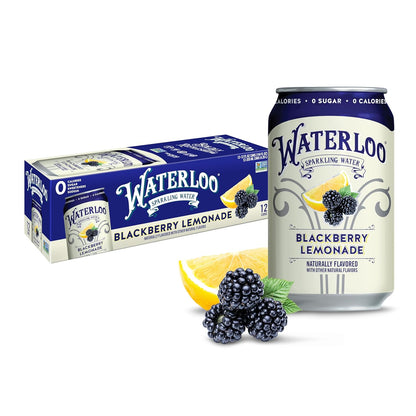Waterloo Sparkling Water, Blackberry Lemonade Naturally Flavored, 12 Fl Oz Cans (2) Zero Calories and Zero Sugar or Sweeteners