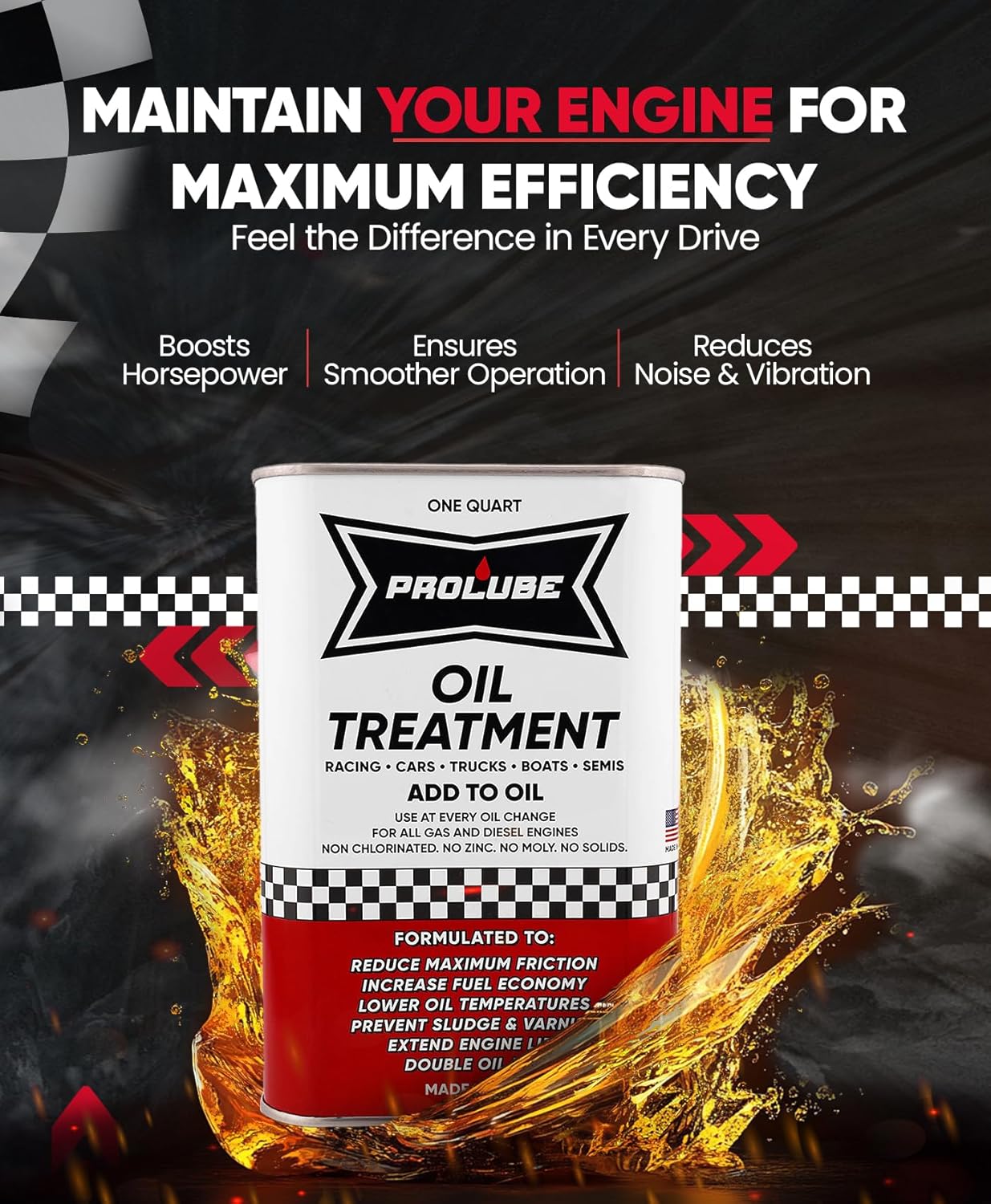 Prolube Oil Treatment - Engine Oil Additive for Gas & Diesel Engines - Reduces Wear