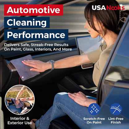 USANOOKS Microfiber Cleaning Cloth Grey - 12 Pcs (12.5"x12.5") - High Performance - 1200