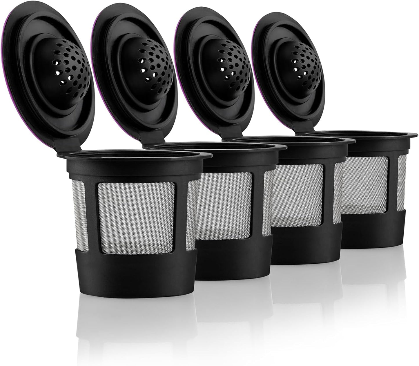 4 Black Reusable K Cups for Keurig Coffee Makers -, K-Select, K-Duo, K-Elite, K-Latte