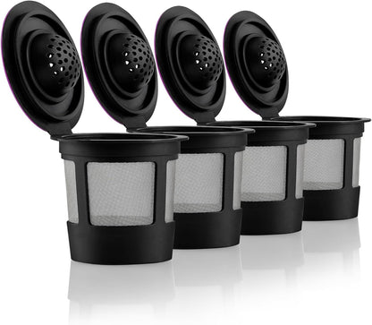 4 Black Reusable K Cups for Keurig Coffee Makers -, K-Select, K-Duo, K-Elite, K-Latte