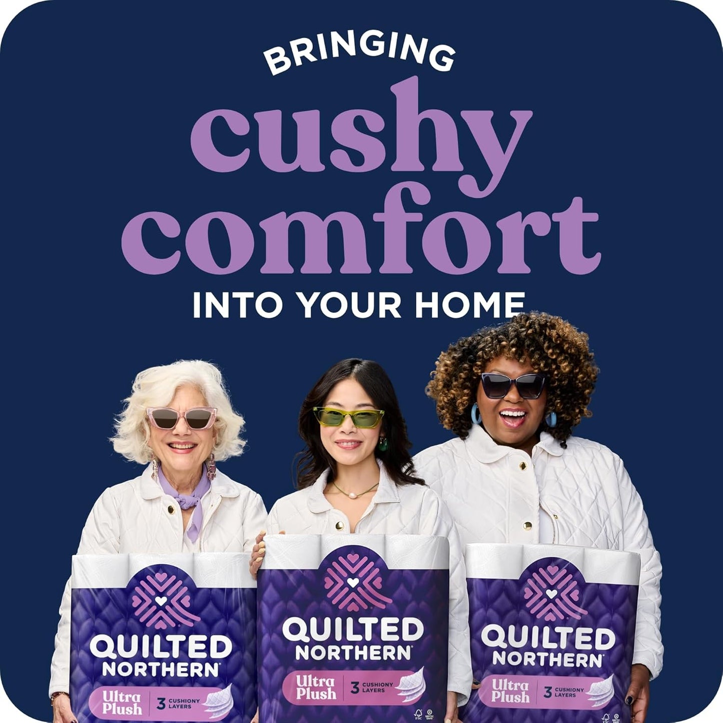 Quilted Northern Ultra Plush Toilet Paper, 6 Mega Rolls = 24 Regular Rolls, 3X Thicker*, 3 Ply Soft Toilet Tissue, 3X Thicker*, Ultra Soft
