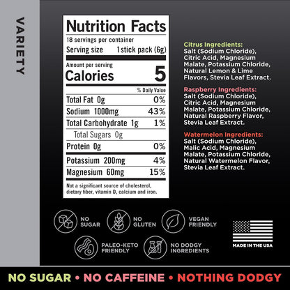 LMNT Zero Sugar Electrolytes - Variety Pack Bundle, Drink Mix, 18-Count