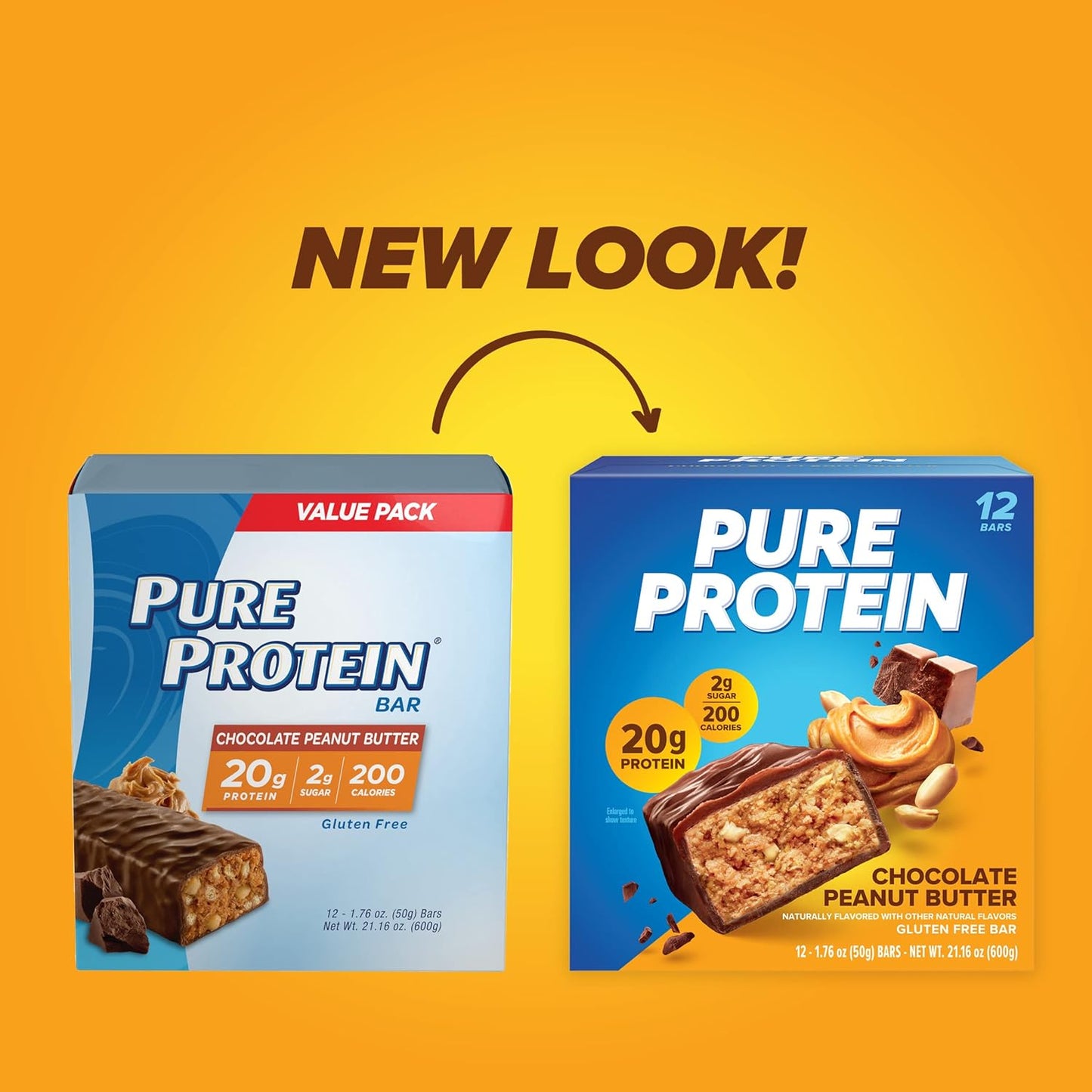 Pure Protein Chocolate Peanut Butter Protein Bars 20g Protein, 3g