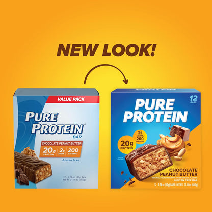 Pure Protein Chocolate Peanut Butter Protein Bars 20g Protein, 3g
