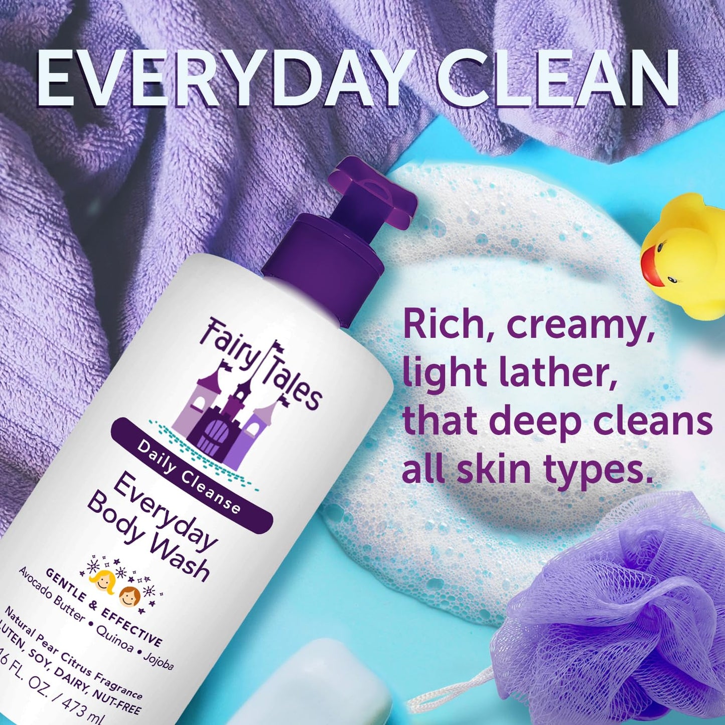 Fairy Tales Daily Cleanse Kids Body Wash, Kids Soap With Gentle, Clean Natural Ingredients, Sulfate Free, Silicone