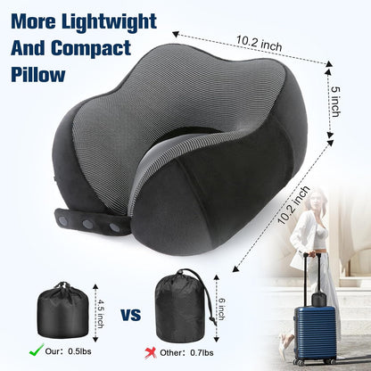 Cirorld Neck Pillow for Traveling, Travel Pillows for Airplanes,100% Pure Memory Foam Travel Neck Pillow, Adjustable Flight