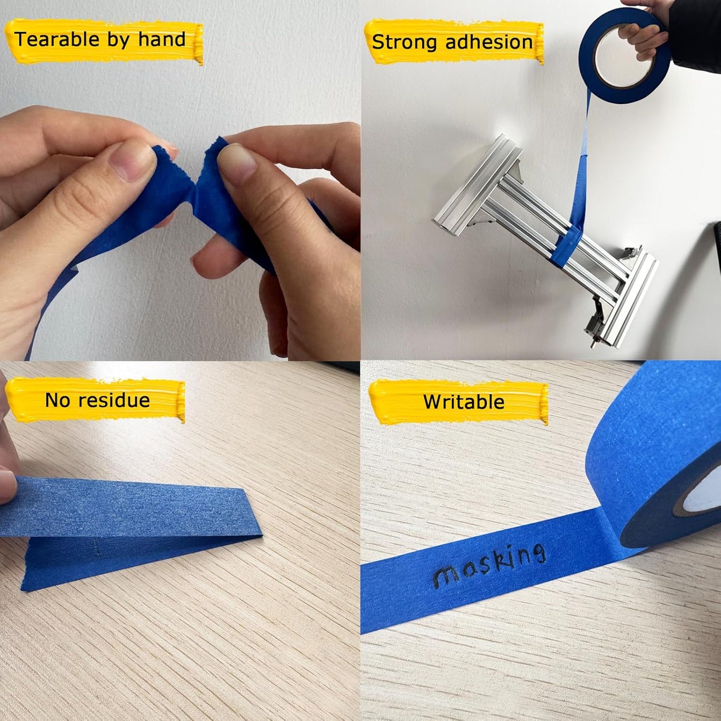 4 Rolls Premium Painters Tape, Blue Tape, Masking Tape, Paint Tape for Multi-Purpose, Painting