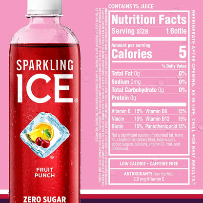 Sparkling Ice Purple Variety Pack, Flavored Water, Zero Sugar, with Vitamins and Antioxidants, 17 fl oz, 12 count (Black Raspberry, Cherry