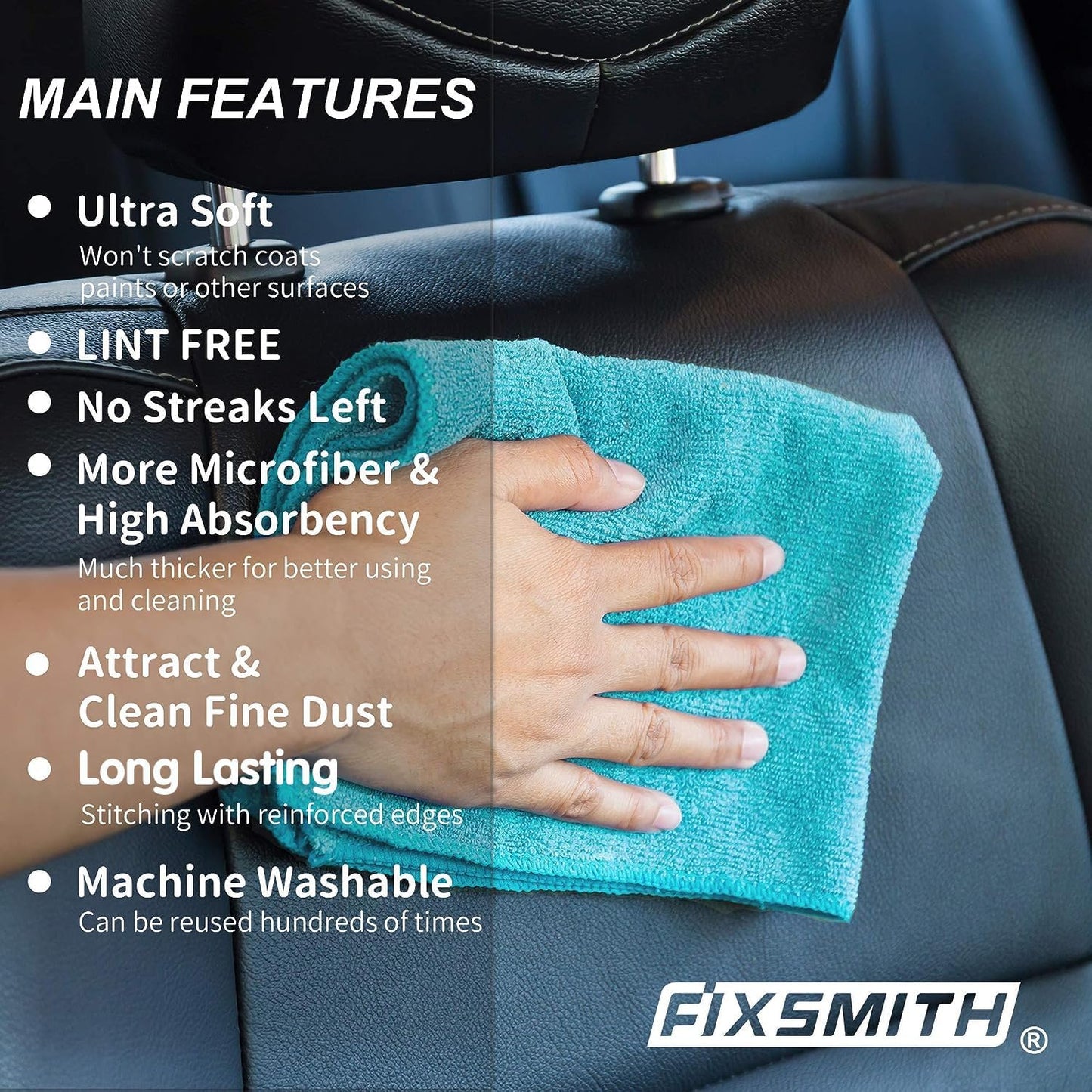 FIXSMITH Microfiber Cleaning Cloth - Pack of 8, Size: 12 x 16 in, Multi-Functional Cleaning Towels, Highly Absorbent Cleaning Rags