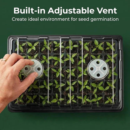 Gardzen 5-Set Seed Starter Tray Kits, Durable Plant Germination Trays with Humidity Vented Domes and Bases, Ideal for Seed Starting, Indoor