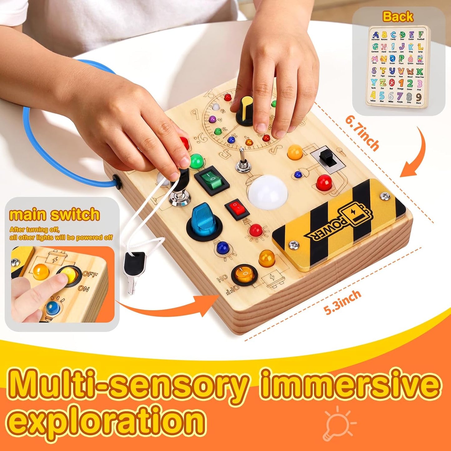 Grarain Busy Board for Toddlers - Montessori Educational Toy for 1-3 Year Old Boys & Girls, Travel-Friendly Sensory Learning