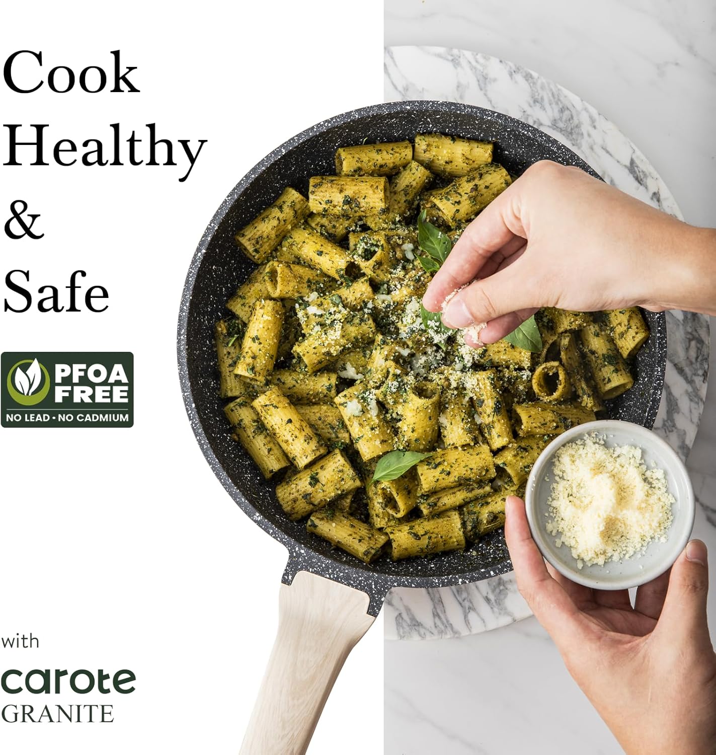 CAROTE Nonstick Frying Pan Skillet,Non Stick Granite Fry Pan Egg Pan Omelet Pans, Stone Cookware Chef's Pan, PFOA
